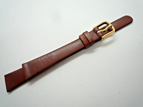 Kreisler Brown 13mm Genuine Leather Watch Strap Gold Buckle 13mm Lug Calf Grain