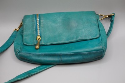 Hobo International Leather Crossbody Bag Teal Turquoise Purse Brass Hardware