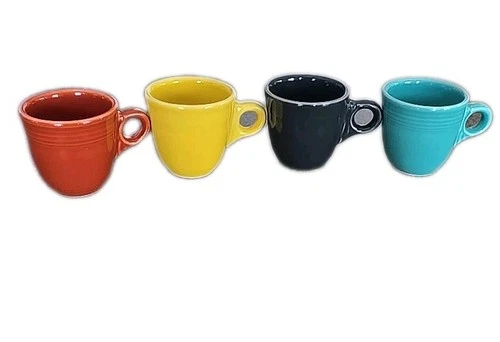 Four (4) Homer Laughlin ~ Fiesta Ware ~ Multicolored~ DEMITASSE ~ 3 Ounce CUPS