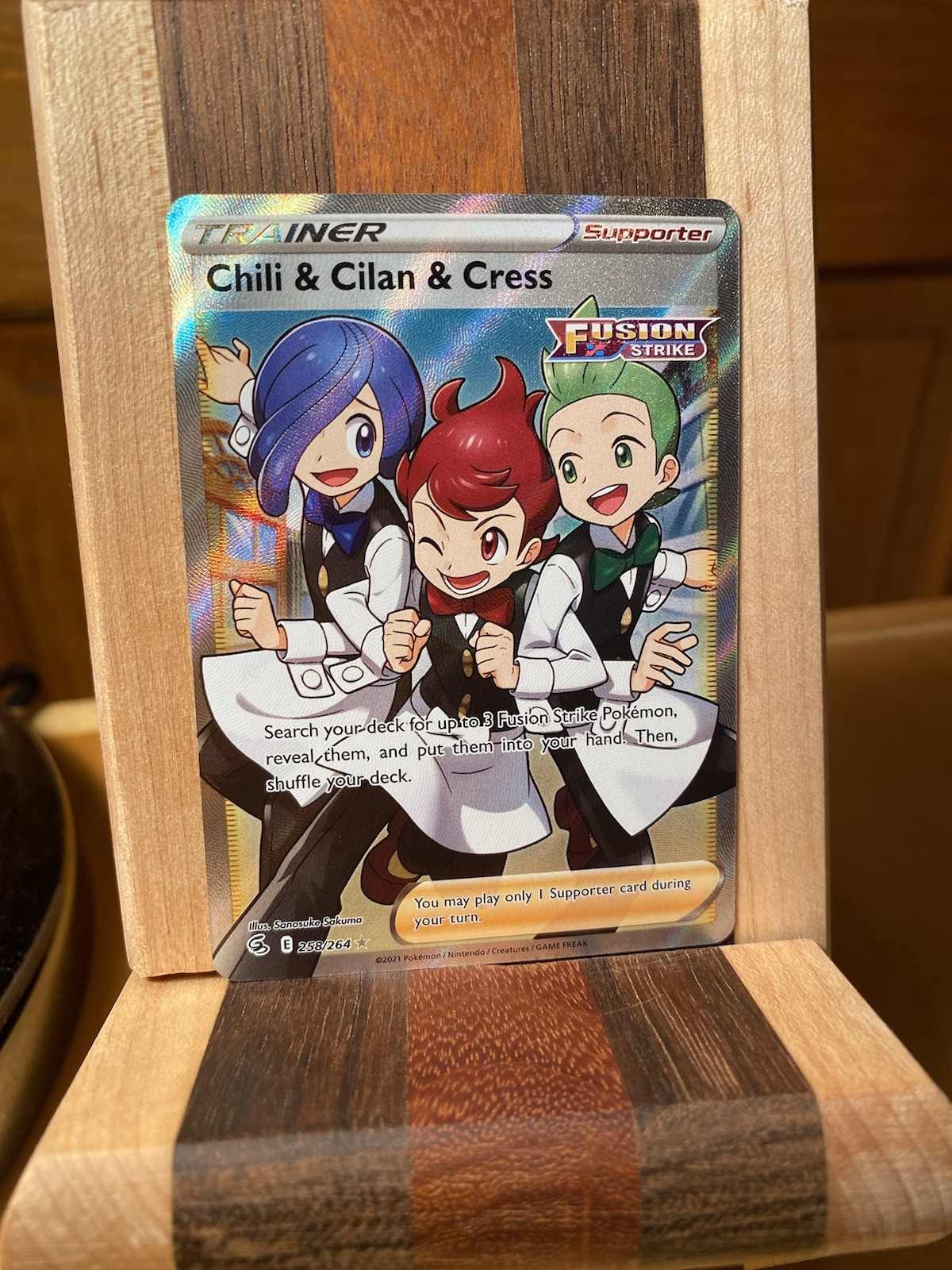 Pokémon Chili & Cilan & Cress 258/264 (Fusion Strike) Trainer Card Nm