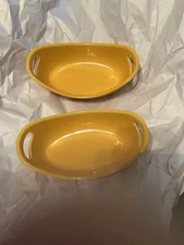 2 Rachael Ray 12 oz Stoneware Side Baker Casserole Dishes w/ Handles Yellow EUC 