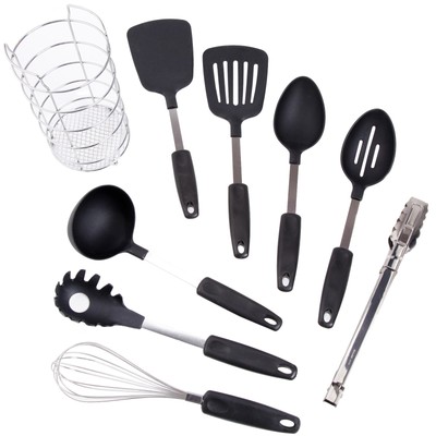 Gibson Chefs Better Basics 9 Piece Tool Set with Round Wire Black