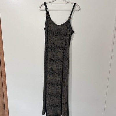 #ad Empire USA Womens Zebra Print Maxi Dress Coverup Beaded Resort Beach Swim Medium $18.00