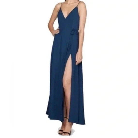 Maxi Vestido Fame and Partners Para Mujer 6 Azul Tilbury Envolvente Sin Mangas abertura Alta Foto 2 de 4