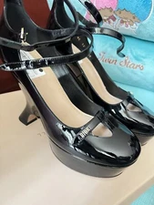 New Christain Dior Black Patent Leather Heels. Size Eur 40/US 10 Made In Italy.