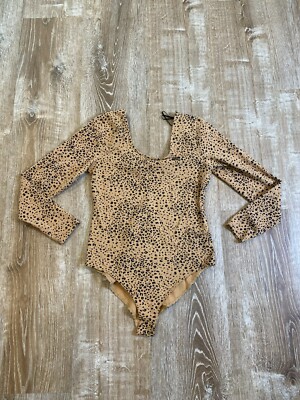 Levi's Leopard Scoopneck Bodysuit Brown Black Long Sleeve Small EUC