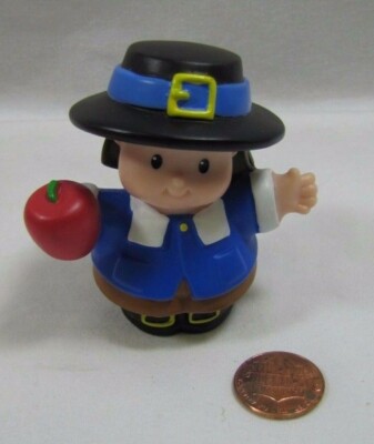 Fisher Price Little People Thanksgiving Pilgrim Boy Mayflower W/ Apple Rare 