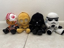 Disney Mattel STAR WARS Plush Lot Darth Vader Stormtrooper Luke Skywalker C3P0