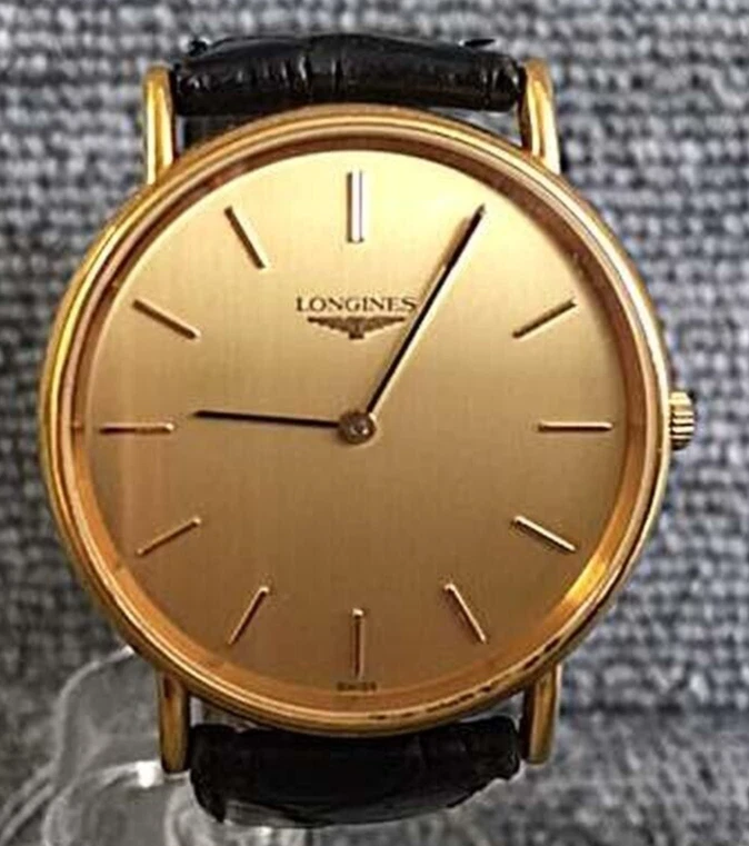 Longines Watch Quartz Men's L4.637.2 Gold Dial Round 35mm Vintage Swiss Made