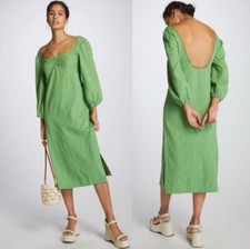 NWT Anthropologie Maeve Low Back Strappy Midi Dress Green Size 6