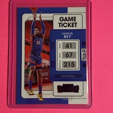 🔥🚨Saddiq Bey #/49 🤩 Blue SP Game Ticket NBA Contenders Detroit Pistons🔥🚨