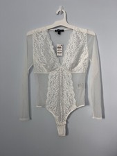 INC International Concepts Long-Sleeve Lace Mesh Bodysuit