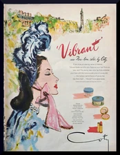 Vintage Print Ad 1946 Coty Vibrant Paris born color Lipstick Makeup