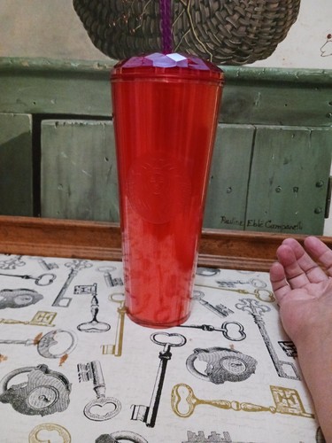 New Starbucks Summer 2024 Venti Dome Tumbler Orange Pink Split Iridecent - Picture 3 of 8