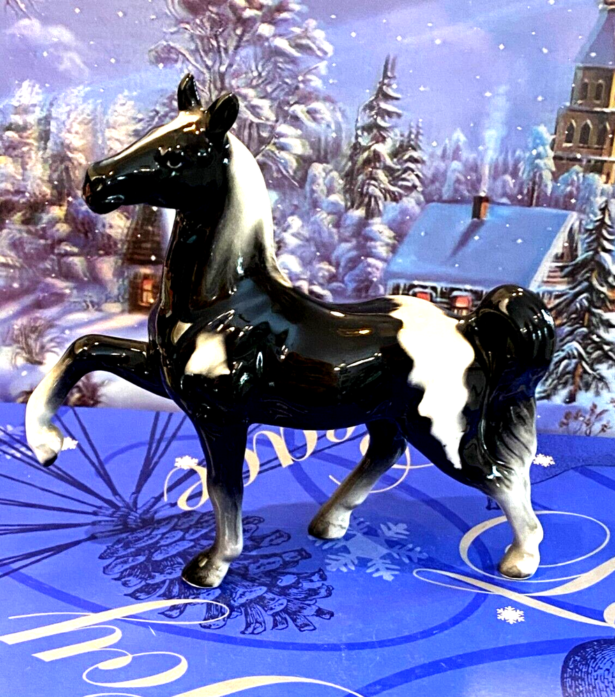 Vintage Porcelain Horse - Black Pinto #3