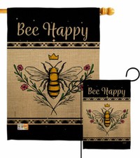 Queen Bee Happy Garden Flag Bugs Frogs Friends Decorative Gift Yard House Banner