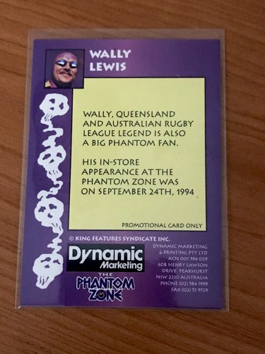 Dynamic Phantom Series Gallery Foil Wally Lewis Promo Card --ULTRA RARE!! - Picture 2 of 2