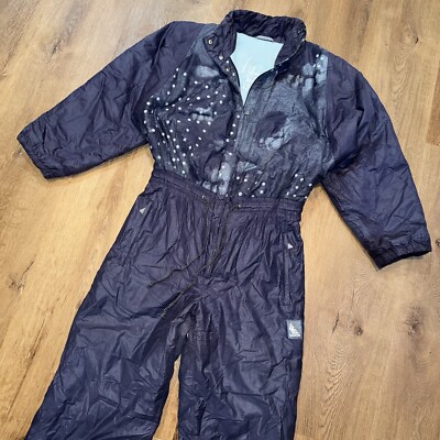 Luhta Ski Suit One Piece Snowsuit Snow Bib Vtg 80s Apres retro Large Womens 12