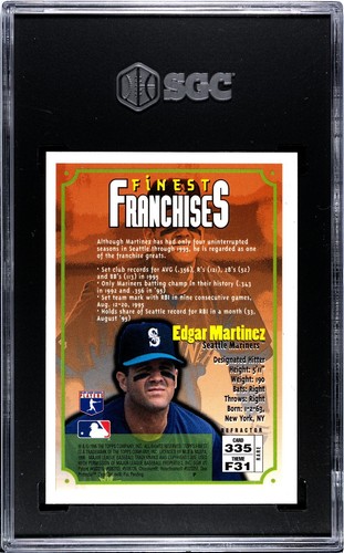 1996 Topps Finest Edgar Martinez Gold Refractor SGC 9 - Picture 2 of 2