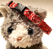 "New" Red Bandana Cotton Fabric Handmade Cat Collar