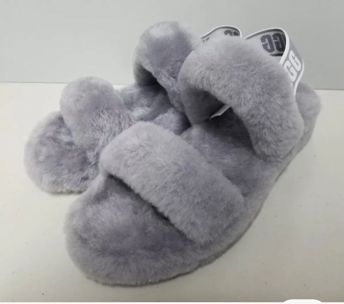Sandali UGG Oh Yeah Fluffy grigi slide taglia 7 38 nuovi