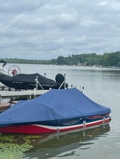 Navy Blue Polyester Boat Cover for 20'6" L x 90" W Trailerable Ski Boat