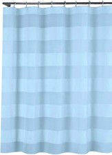 Aqua Blue Fabric Shower Curtain: Wide Stripe Design, 70" x 72"