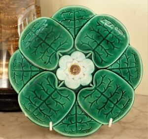 Antique lily pad majolica plate