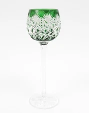 St Louis Florence Pineapple Cut Green Wine Hock Cut Glass Stemware