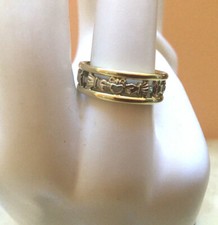 14k Yellow White Gold Celtic Knot Claddagh Irish Wedding Anniversary Ring 6.75