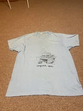 Vintage 1980s Computer Whiz Faded Single Stitch Blue T Shirt