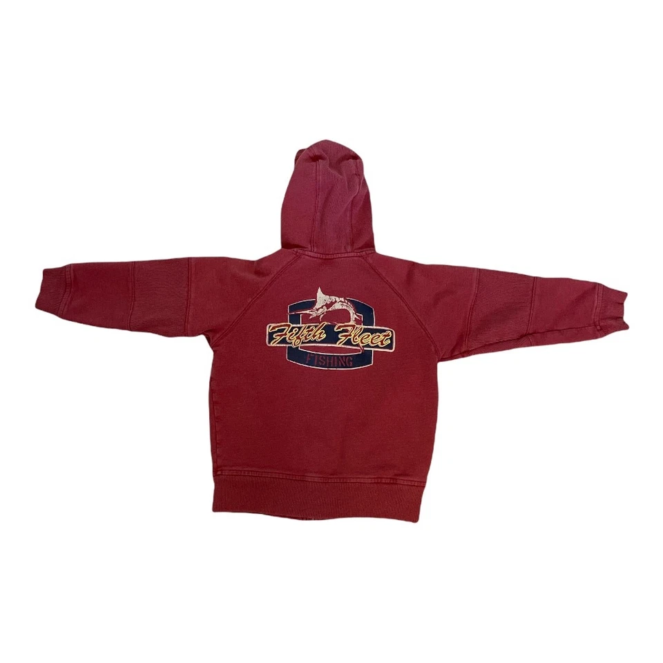 Gymboree Boys Hoodie Size 4 Fifth Fleet Anchor Red Vintage 100% Cotton Zip Front - Image 2 of 4