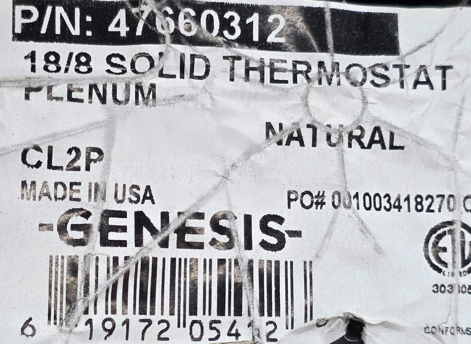 Southwire Genesis 4766 18/8C Solid Plenum Thermostat Cable CL2P White /50ft