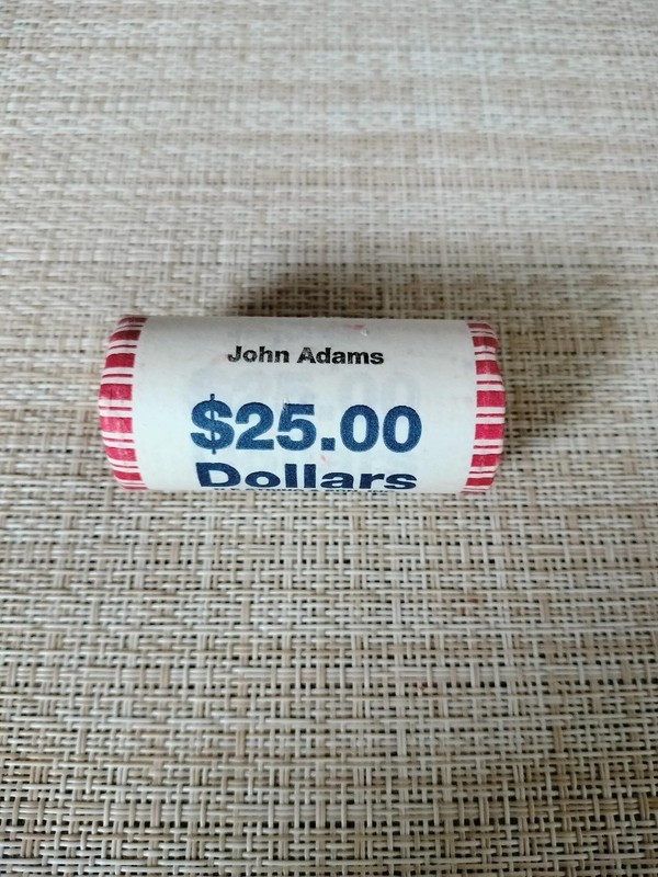Roll of 2007 BU John Adams Golden Dollar - $ 25 Roll - 2nd President
