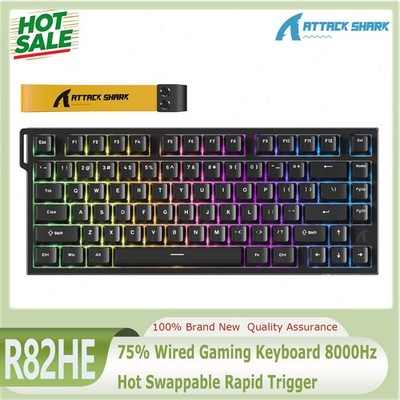 ATTACK SHARK R82HE 75% Wired Gaming Keyboard 8000Hz Hot Swappable Rapid Trigger