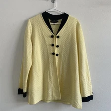 Ming Wang Classic Cardigan Women XL Jacket Tank Top Twin Set Black Yellow Office