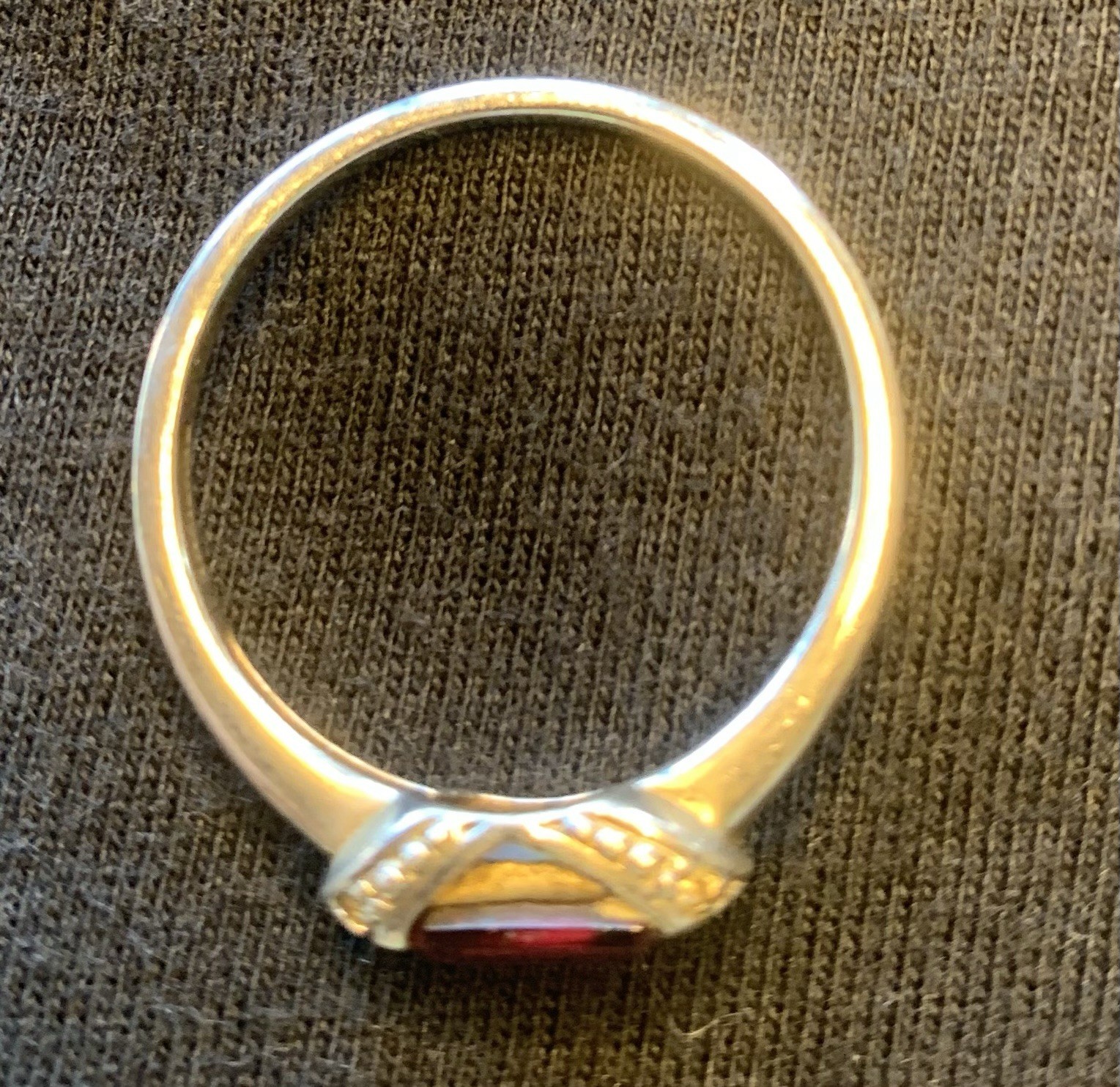 925 Sterling Ring With Deep Red Rectangular Stone… - image 5