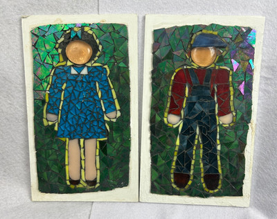 2 Set Mosaic Wall Decor Art Hanging Kids Boy & Girl Hobby Lobby Glass Tile Decor