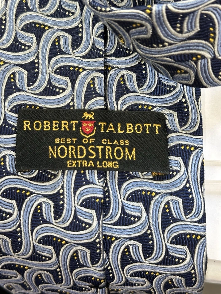 Corbata Robert Talbots Hombre Extra Larga y Nueva con Etiquetas Corbata Náutica 100% Seda Foto 2 de 4