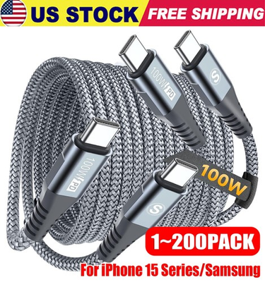 #ad #ad 60W USB C to USB C Cable Fast Charger lot PD Nylon Cord For iPhone 17 16 Samsung $355.99