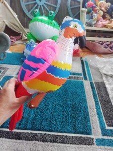 Vintage Carnival Game Prize Inflatable Parrot on Perch 18" Taiwan