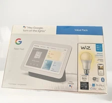 New Google Nest Hub 2nd Gen. 7" Smart Display and Wiz Smart Bulb Value Pack