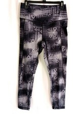 Reebok All Over Logo Print High Rise Yoga Leggings Pockets Women M NWT