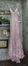 Blondie Nites Juniors Sequined Corset-Bodice Gown Dress 3960BN Rose Pink 7