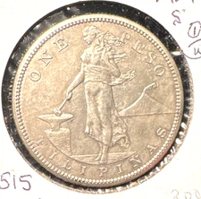 Philippines 1909-S peso KM 172 choice AU (1) (w)