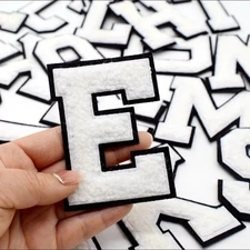 Large 3" White Letters Alphabet Iron on Clothing Patches Numerical Patch PA