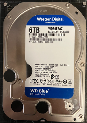 Western Digital Blue 6TB Internal 5400RPM 3.5