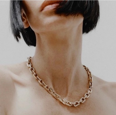 Eddie Borgo Supra Kette Glieder Halskette 17 Zoll Länge Gold klassisch Heritage Neu mit Etikett