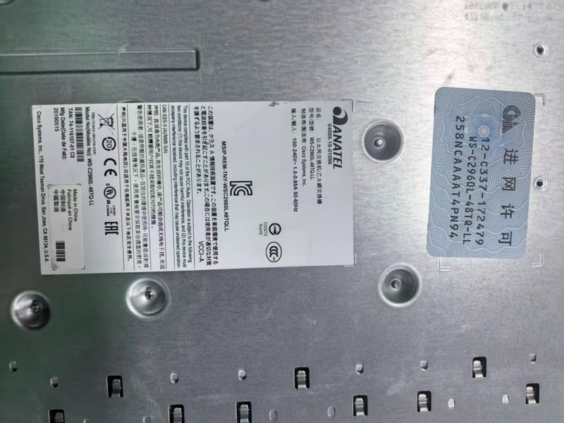 Cisco WS-C2960L-48TQ-LL 48 Port GigE 4x 10G SFP+ LAN Lite Switch IOS 15.2.7E10