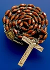 Vintage Catholic Burnt Sienna Milk Glass Rosary, Silver Tone  Crucifix